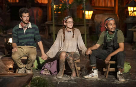 Charlie Davis, Kenzie Petty, and Ben Katzman at the final Tribal Council of 'Survivor' Season 46
