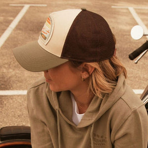 Wildust Sisters Wind Race Women's Trucker Cap in Khaki - available at Veloce Club