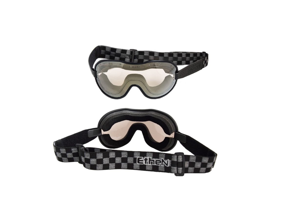 Ethen Cafe Racer Goggles - Black / Grey chequered 