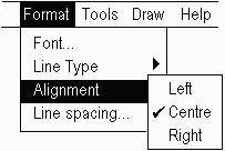 Picture of a pull down list, showing the sequence of commands, Format 