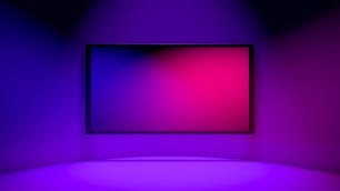 Television against pink/purple background