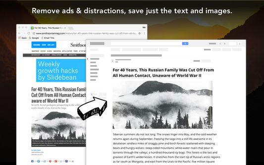 Email This removes ads & clutter. It sends you a beautiful email with just the text & images from that page.