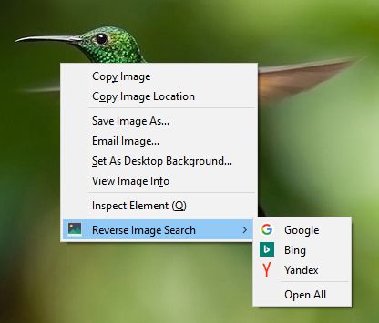 If more than one search engine is selected, a new entry "Open All" is shown (NOTE: Icons only work with Firefox >= 56)
