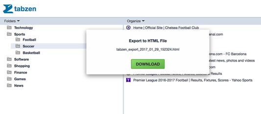 Export to bookmarks HTML file