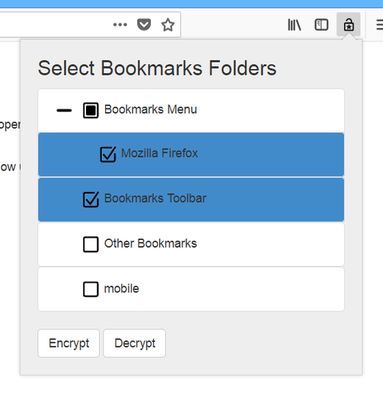 Easy to select bookmarks you want to encrypt/decrypt.