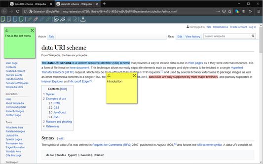 Using SingleFile to annotate and save a web page on Wikipedia