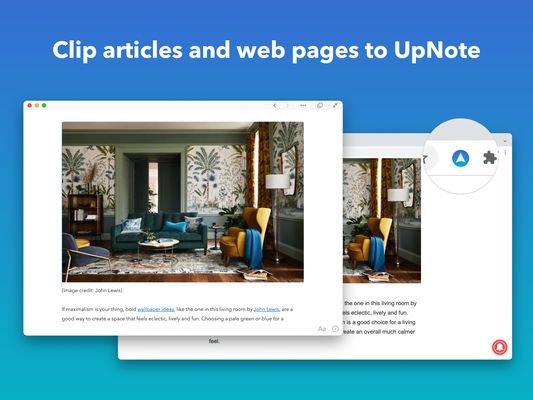Clip articles and web pages into UpNote