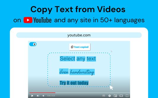 Copy text from videos on any site in 50+ languages.