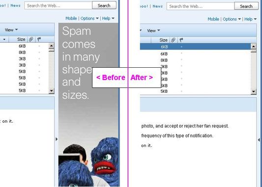Yahoo Mail and Hotmail before/after no ads