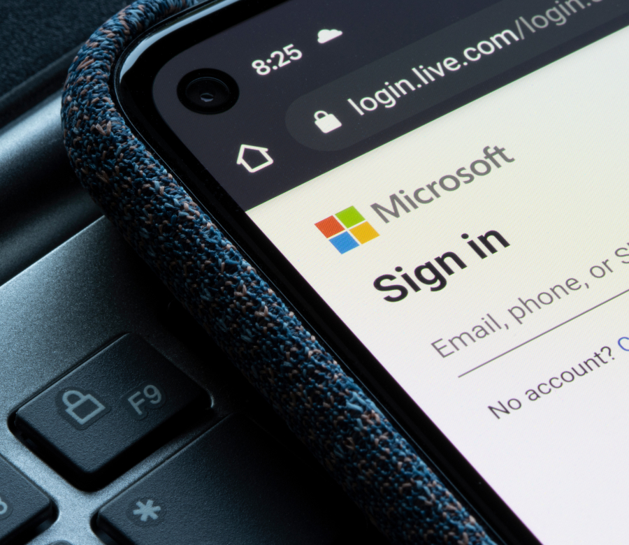 Microsoft log in page on a smartphone