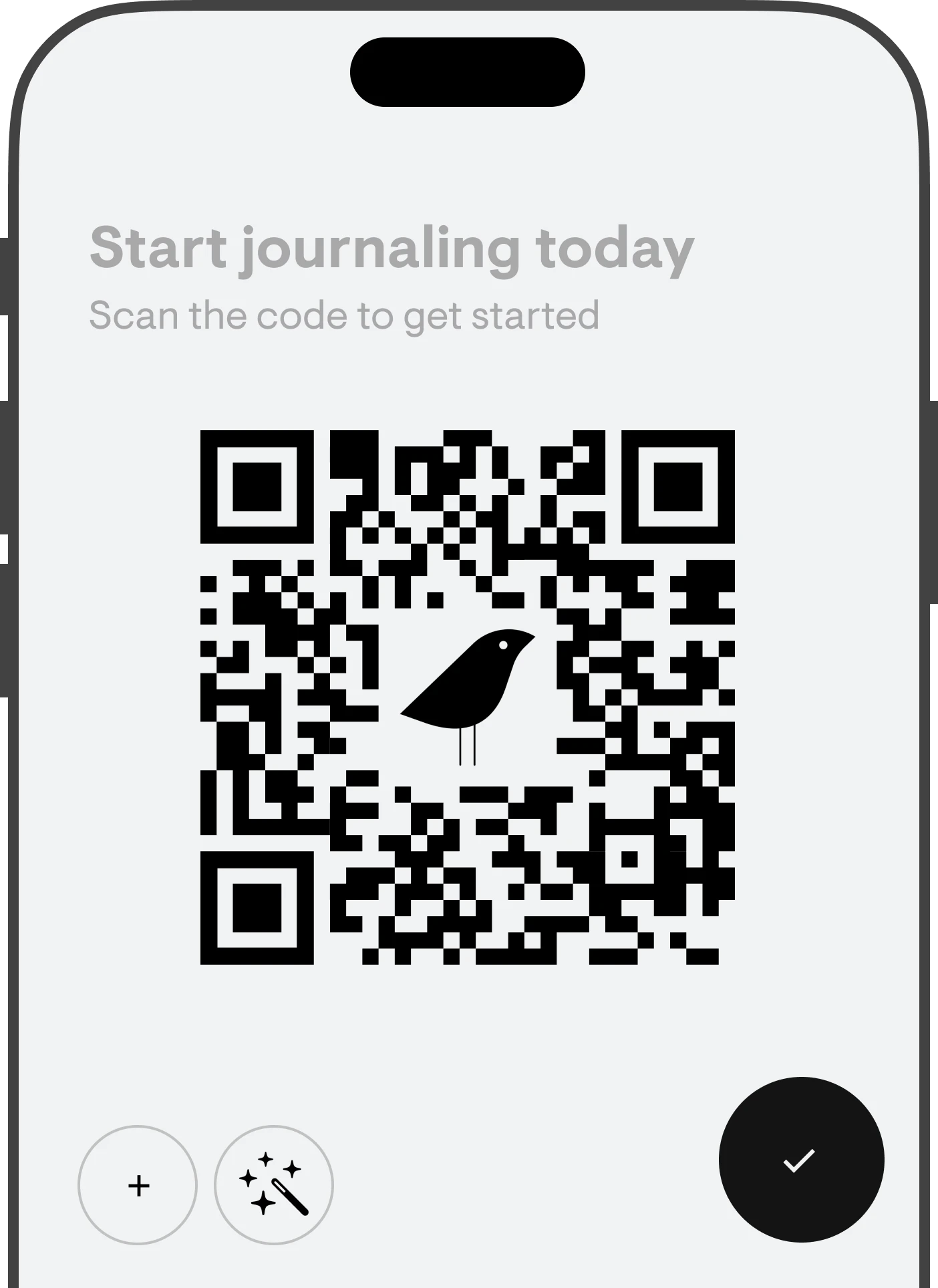 A QR code that one can scan using their phone to download the stoic mental health journal app for iOS, macOS, iPadOS, and visionOS.