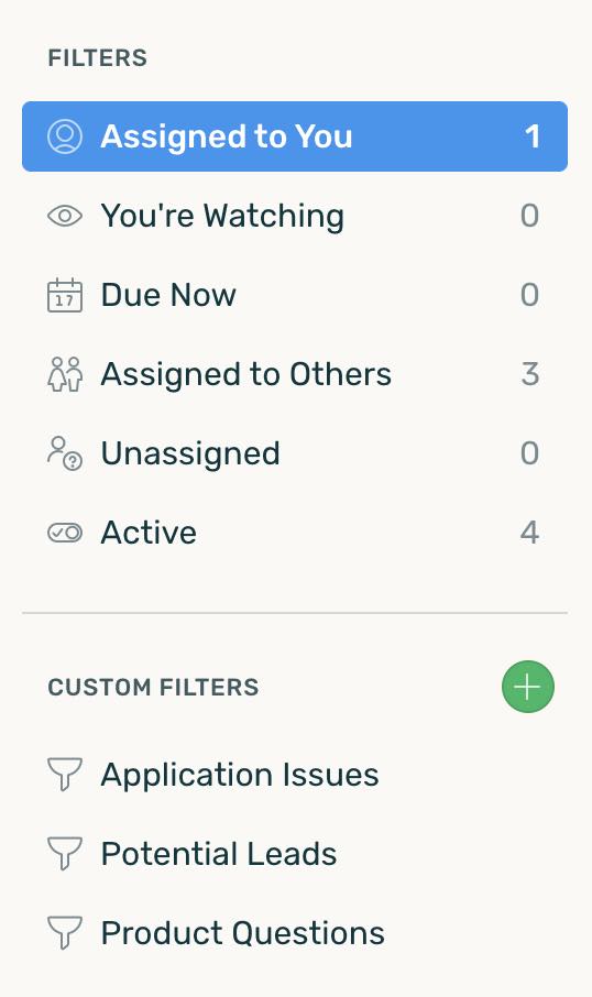 quick filters for viewing tasks
