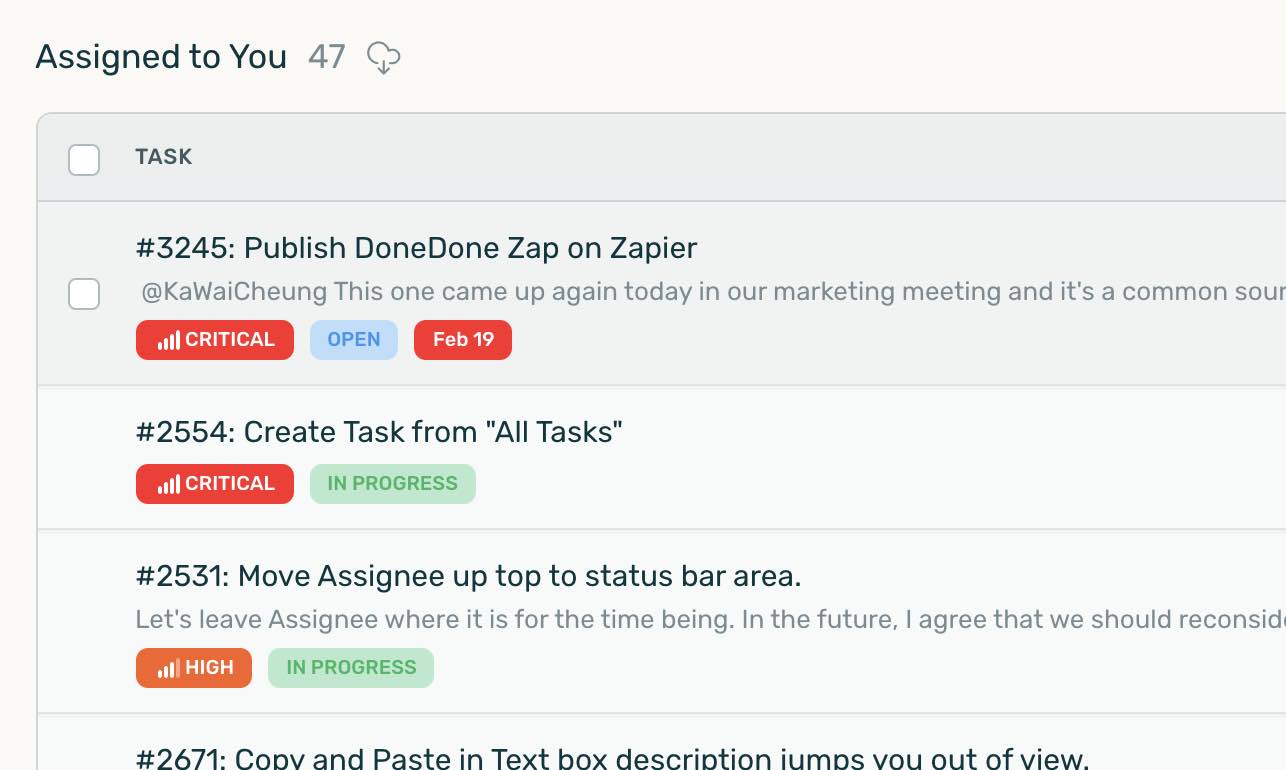 view of tasks assigned to you