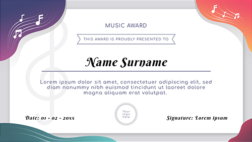 Interactive Music certificate template