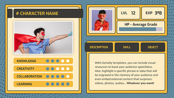 Interactive Character sheet template
