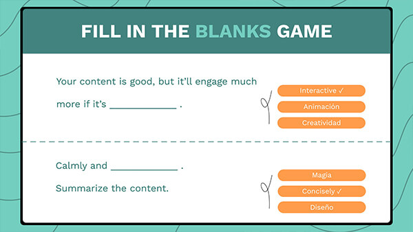 Interactive Fill in the blanks game template