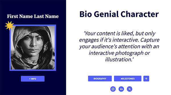 Interactive Genial bio character template