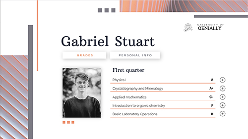 Interactive Higher education grades template
