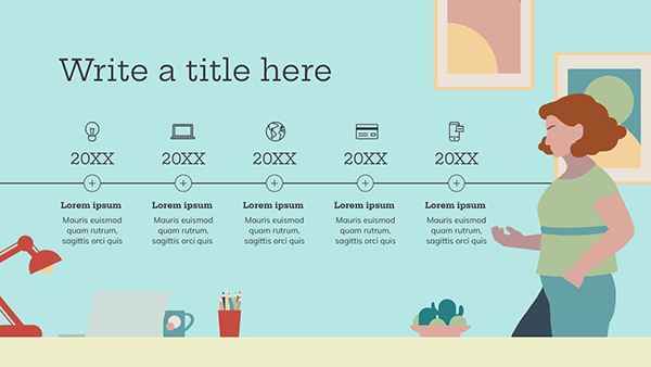 Interactive Illustrated corporate timeline template