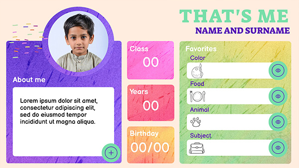 Interactive That's me card template