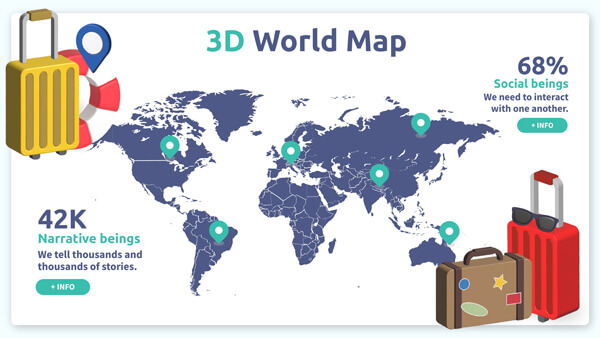 Interactive 3d world map template