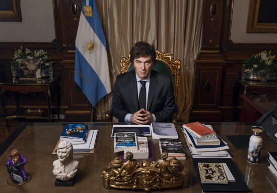 The President of Argentina, Javier Milei, in the Casa Rosada on April 25.