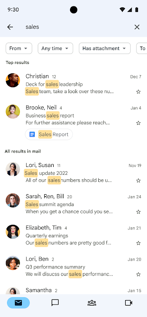 See the top search results first in Gmail on mobile
