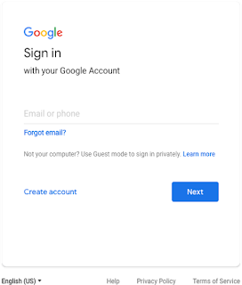 Current Google sign-in screen with left-aligned text