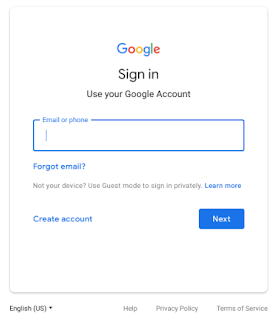 New Google sign-in screen with center-aligned text