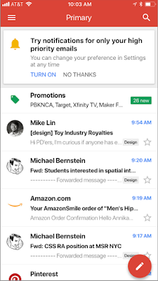 Gmail iOS app with option to get notifications for high-priority emails only