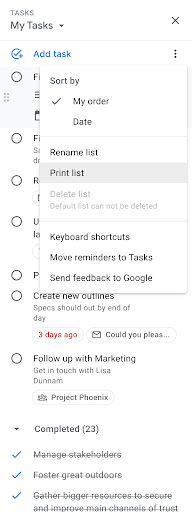 print task list