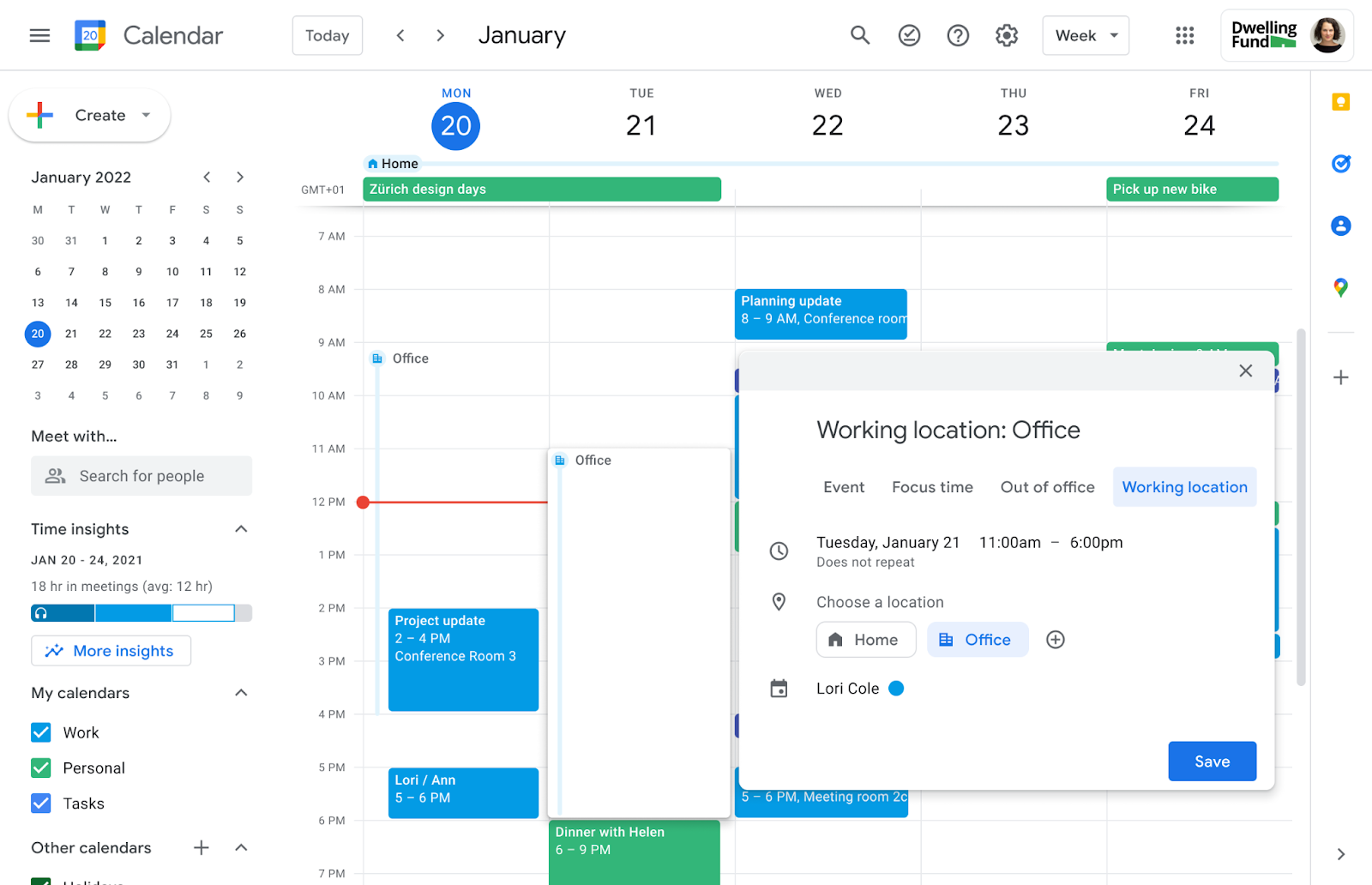 Google カレンダーの勤務場所機能がさらに柔軟に