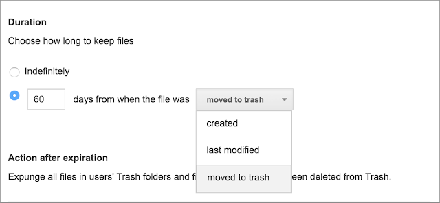 Retain files moved to trash