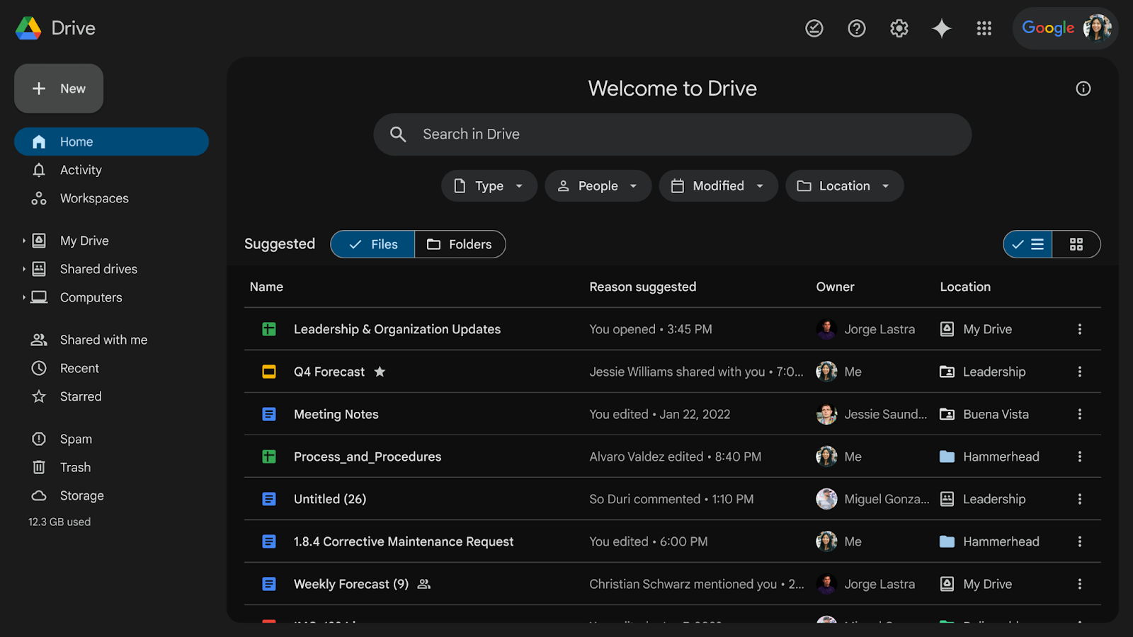 Dark mode now available in Google Drive web