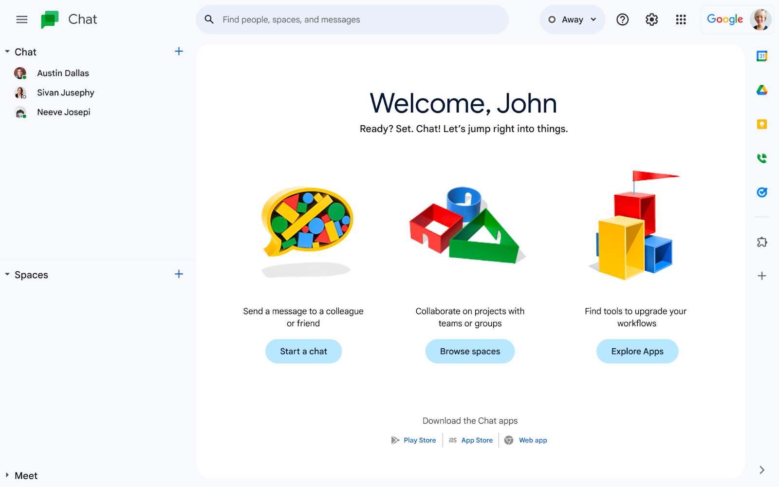 New web onboarding experience in Google Chat