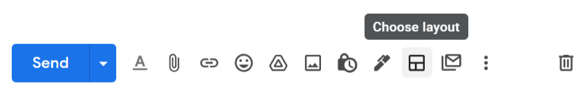 gmail - barra de ferramentas da janela de texto