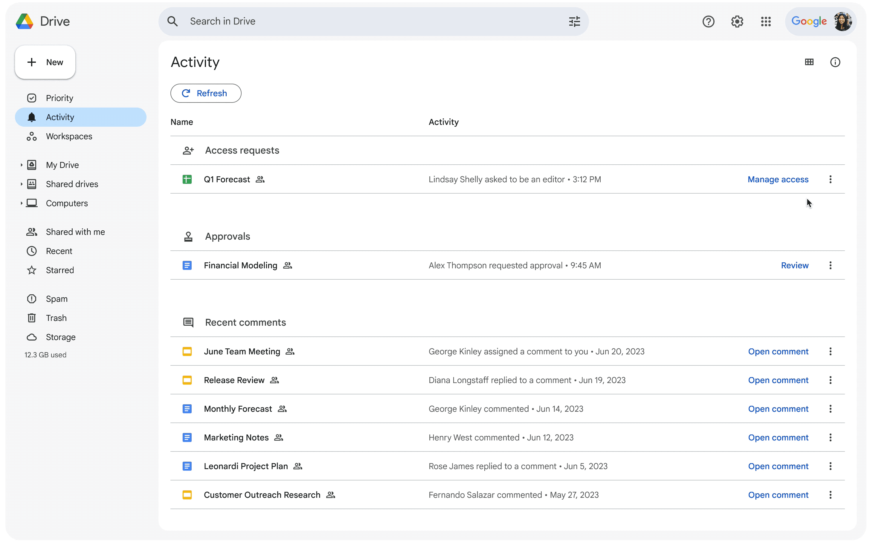 New view in Google Drive shows recent activity in one place