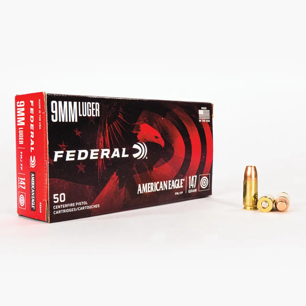 Federal American Eagle Subsonic 9mm 147gr FMJ Ammo AE9FP - 1000,Federal American Eagle 9mm Subsonic Ammo