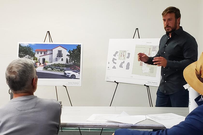 Designer Nate Nicodemus presents a home project for 2477 Avenida de la Playa to the La Jolla Shores Permit Review Committee.