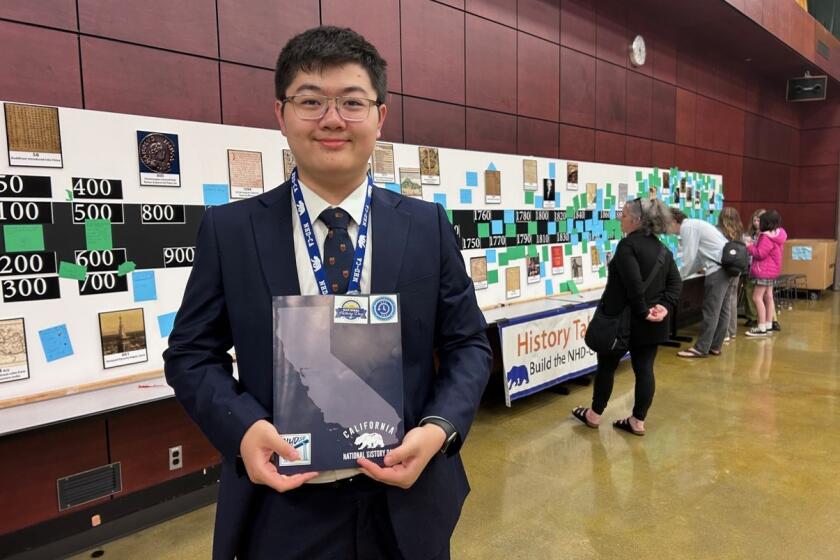 Bishop's School freshman Henry Hou at the California National History Day competition.