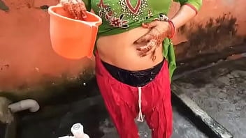 indian, wife, bathing, big tits