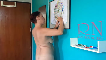 naked, nude office, paint, secretary