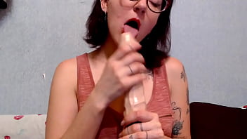 sex toy, goddess spit, young woman, glasses