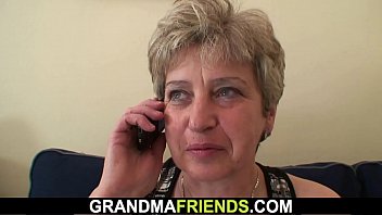 granny threesome, stockings, shaved pussy, old woman