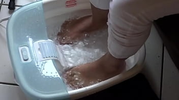 asian, toes, feet, wet and messy
