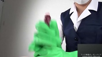 latex, asian woman, handjob, gloves