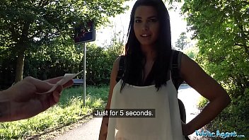 public agent, huge boobs, POV, outdoors