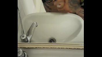 tattoo, masturbation, cum, banheiro