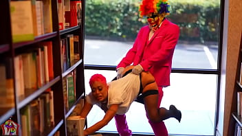 clown, public sex, public, ebony