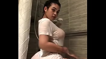 bathroom, boobs, latino, bath
